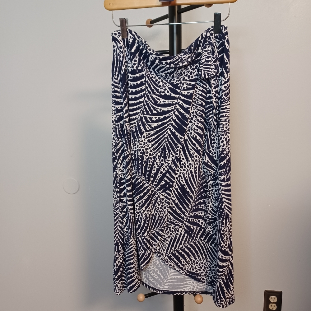 Cynthia Rowley Blue/White Wrap Skirt Size Small